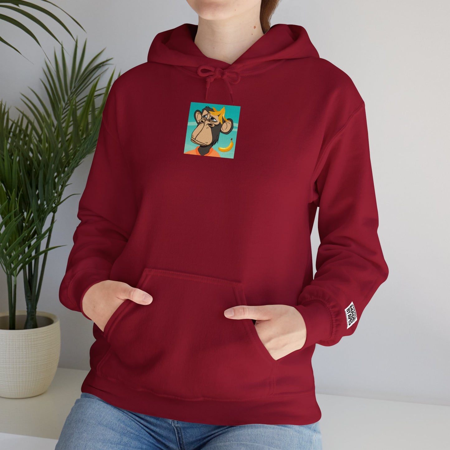 Unisex Heavy Blend™ Hooded Sweatshirt - featuring adorable Ape family on a picnic/Chill Vibes for Everyday Comfort