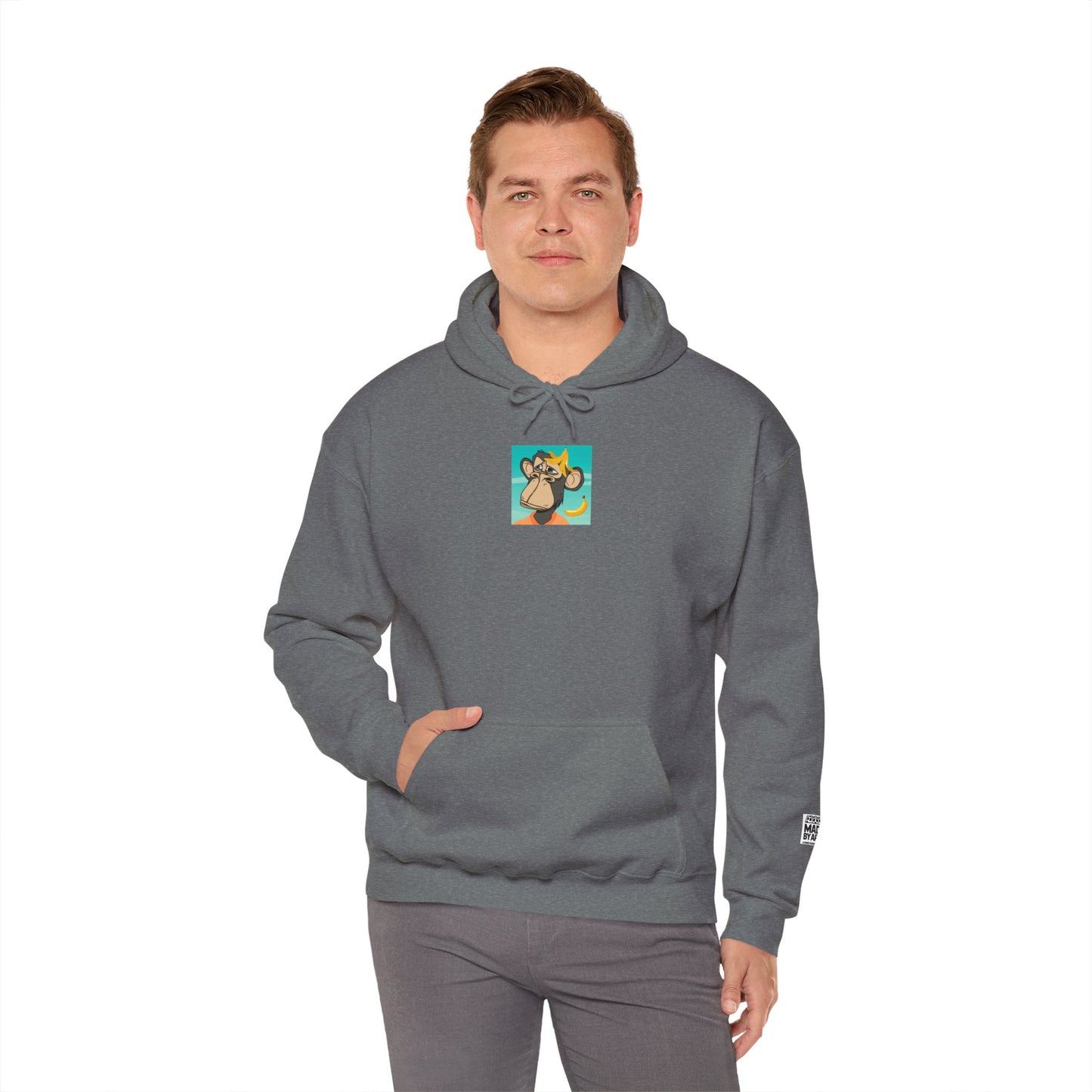 Unisex Heavy Blend™ Hooded Sweatshirt - featuring adorable Ape family on a picnic/Chill Vibes for Everyday Comfort
