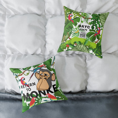 Square Canvas Pillow - Bored Ape "Return to Monke" meme / White, Multi