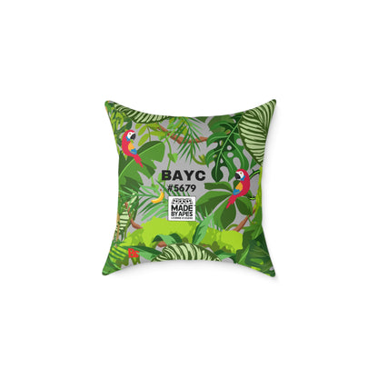 Square Canvas Pillow - Bored Ape "Return to Monke" meme / Light Gray, Green