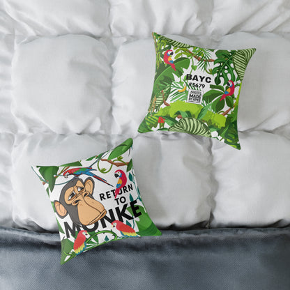 Square Canvas Pillow - Bored Ape "Return to Monke" meme / White, Multi