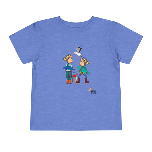 Toddler Short Sleeve Tee featuring Bored Ape fishermen with the day's catch