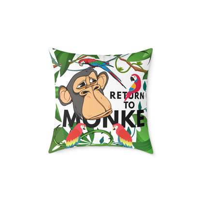 Square Canvas Pillow - Bored Ape "Return to Monke" meme / White, Multi