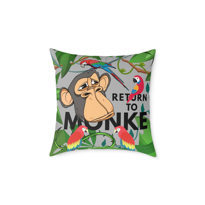 Square Canvas Pillow - Bored Ape "Return to Monke" meme / Light Gray, Green