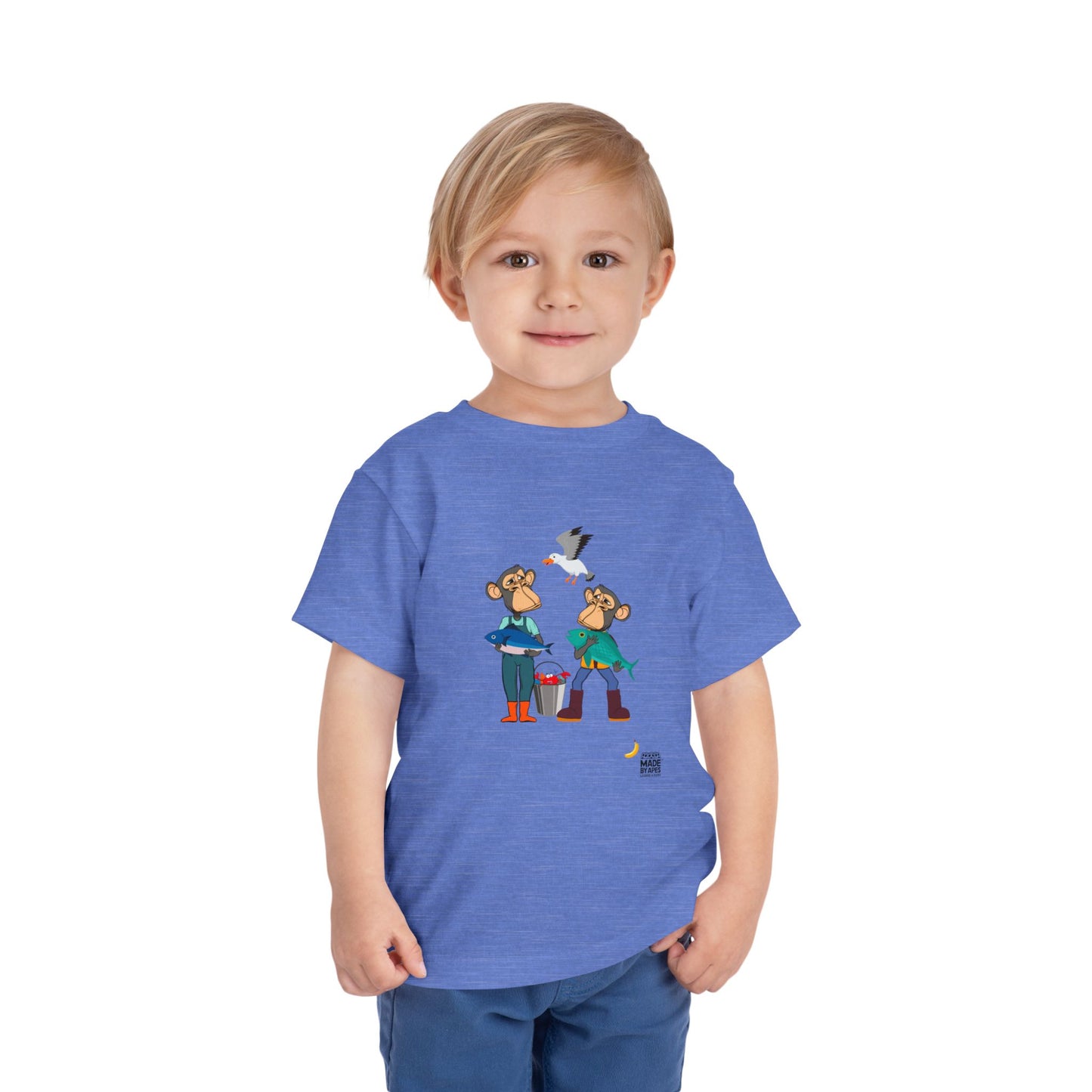 Toddler Short Sleeve Tee featuring Bored Ape fishermen with the day's catch