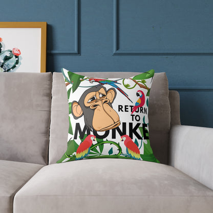 Square Canvas Pillow - Bored Ape "Return to Monke" meme / White, Multi