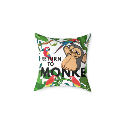 Square Canvas Pillow - Bored Ape "Return to Monke" meme / White, Multi