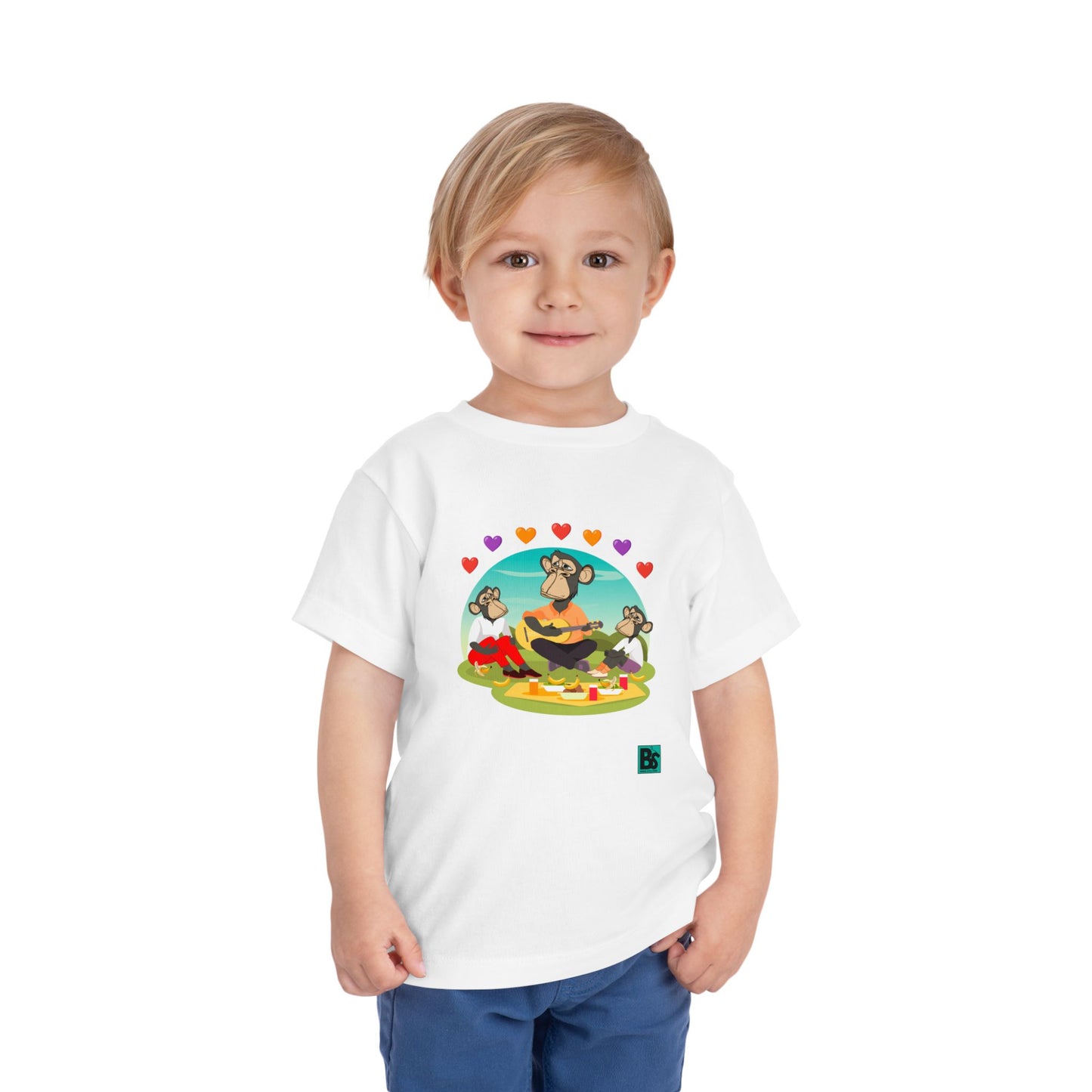 Toddler Tee - Bored Apes Family Picnic Shirt with Hearts