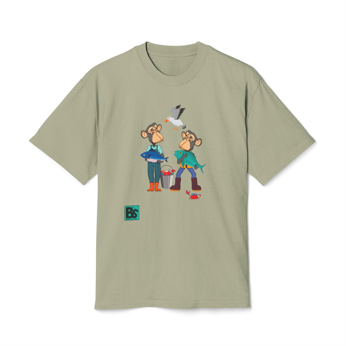 GONE FISHIN' / Oversized Heavy Cotton Faded Tee