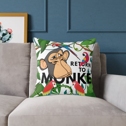 Square Canvas Pillow - Bored Ape "Return to Monke" meme / White, Multi