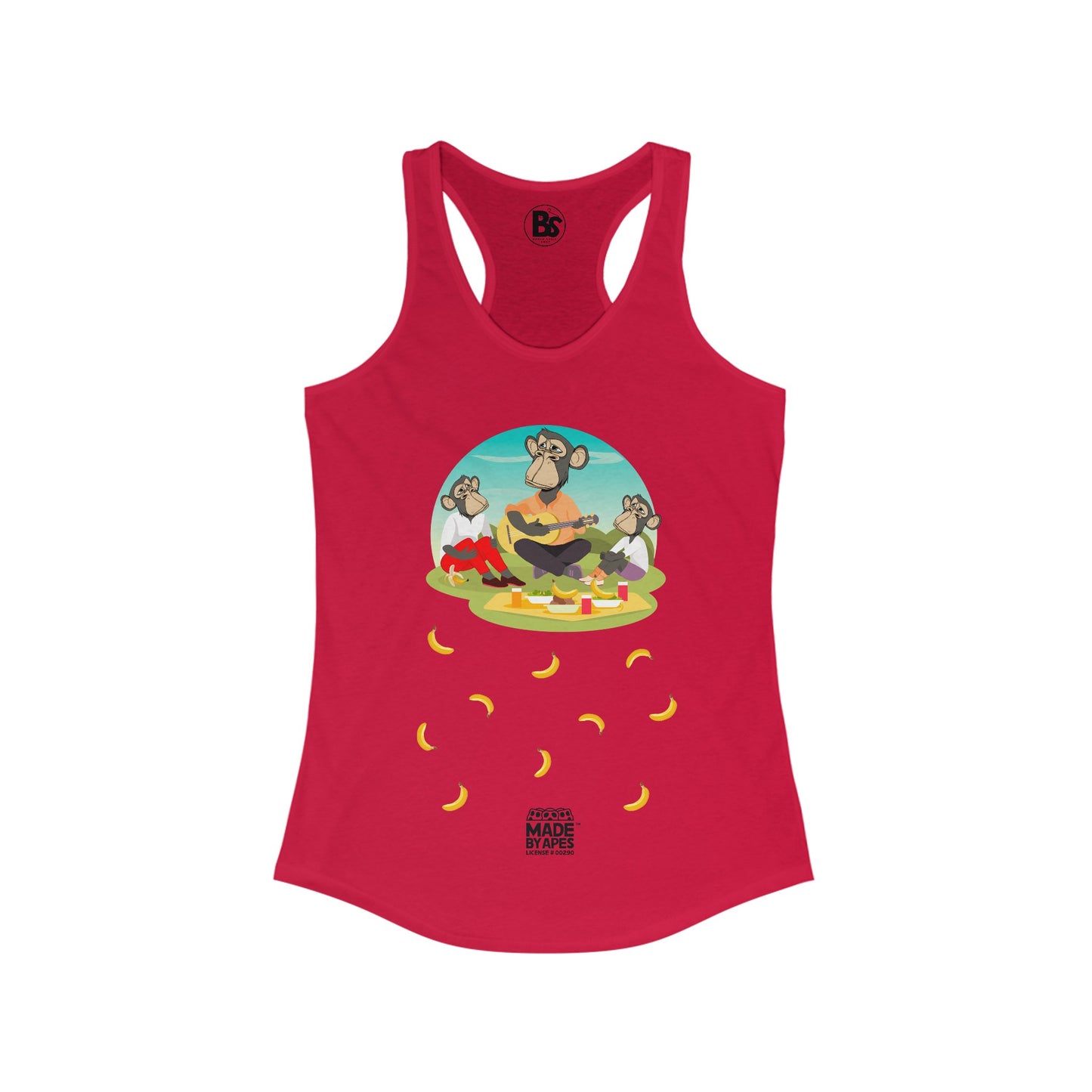 Mom's Racerback Tank - Guitar Strummin' Bored Ape Banana Brunch