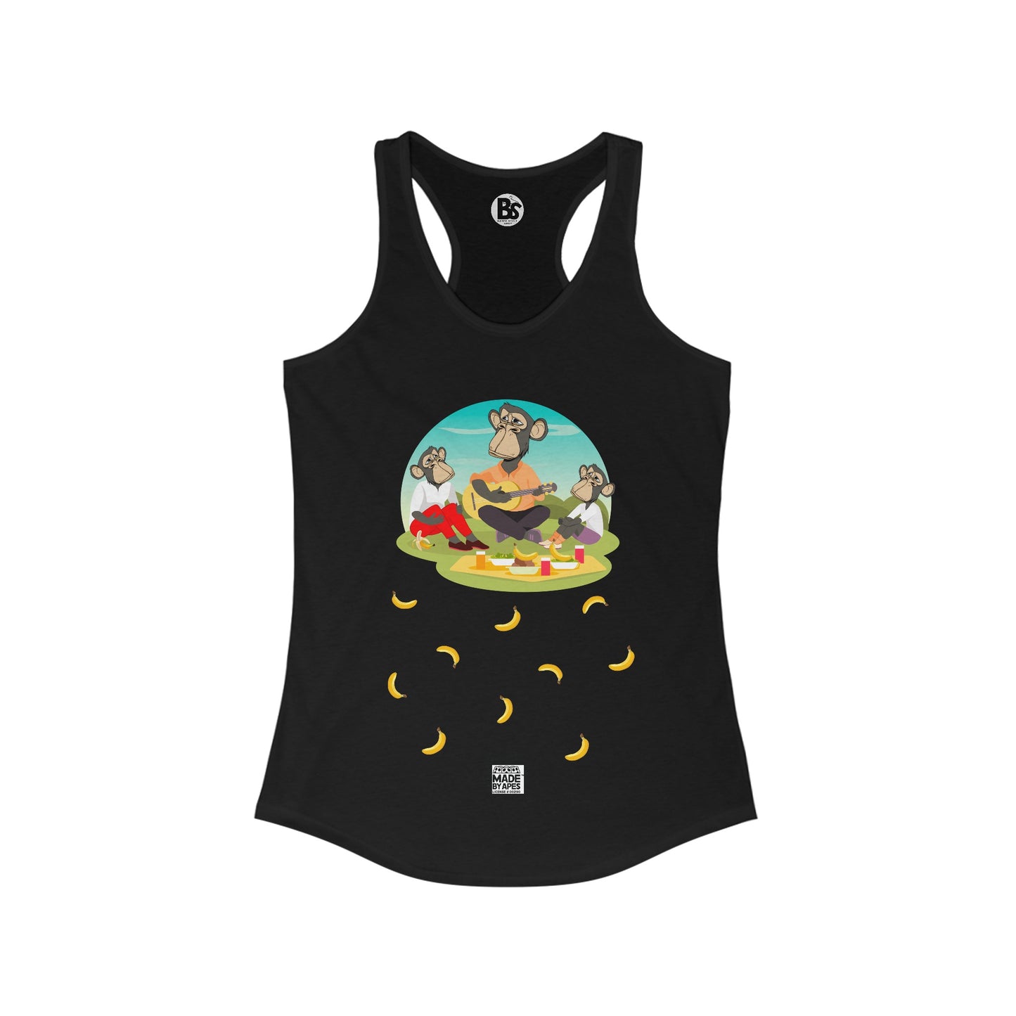 Mom's Racerback Tank - Guitar Strummin' Bored Ape Banana Brunch