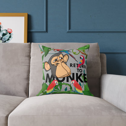 Square Canvas Pillow - Bored Ape "Return to Monke" meme / Light Gray, Green