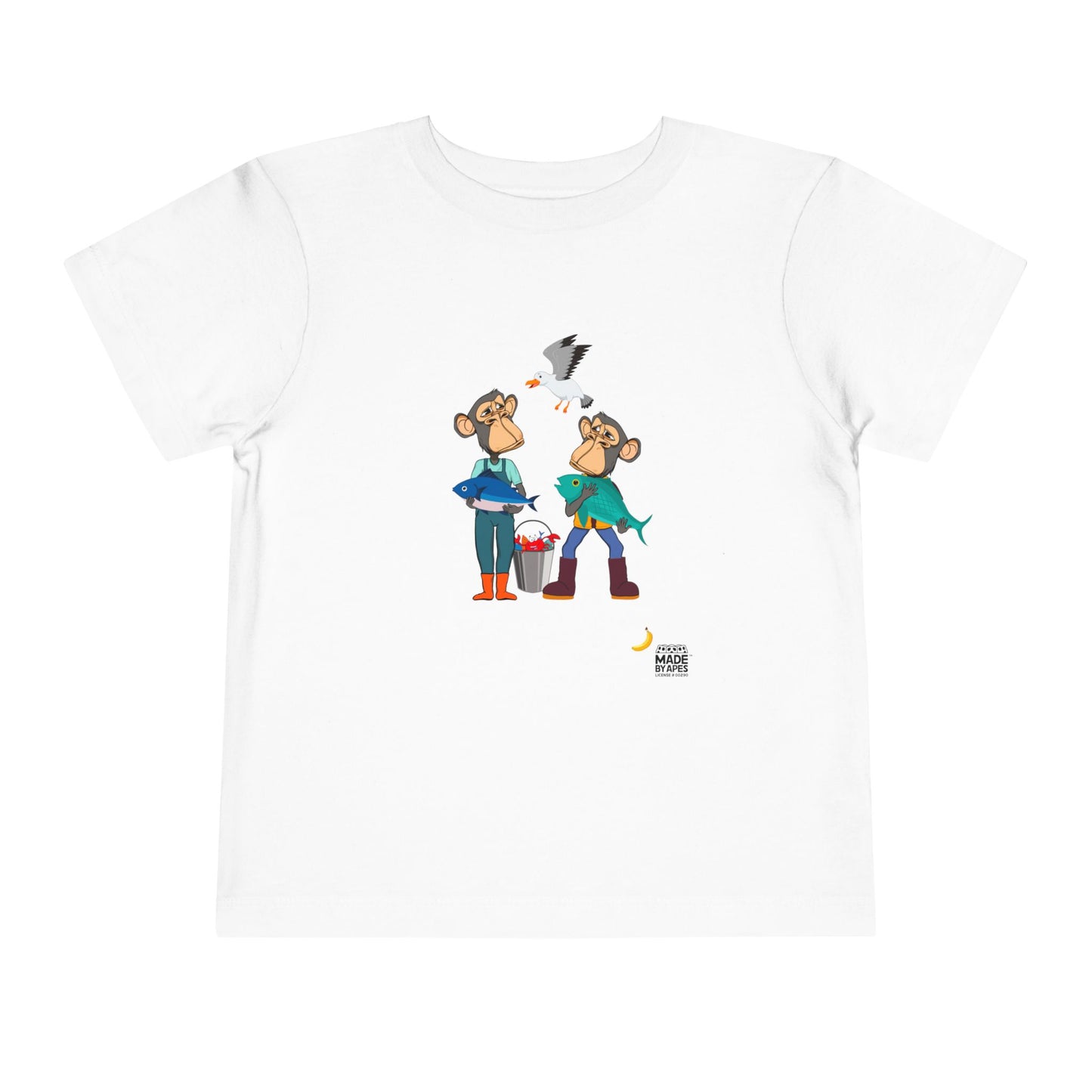 Toddler Short Sleeve Tee featuring Bored Ape fishermen with the day's catch