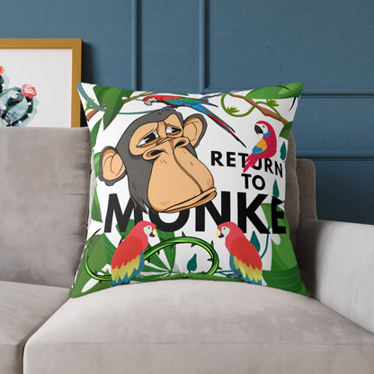 Square Canvas Pillow - Bored Ape "Return to Monke" meme / White, Multi