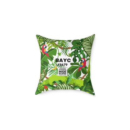 Square Canvas Pillow - Bored Ape "Return to Monke" meme / White, Multi