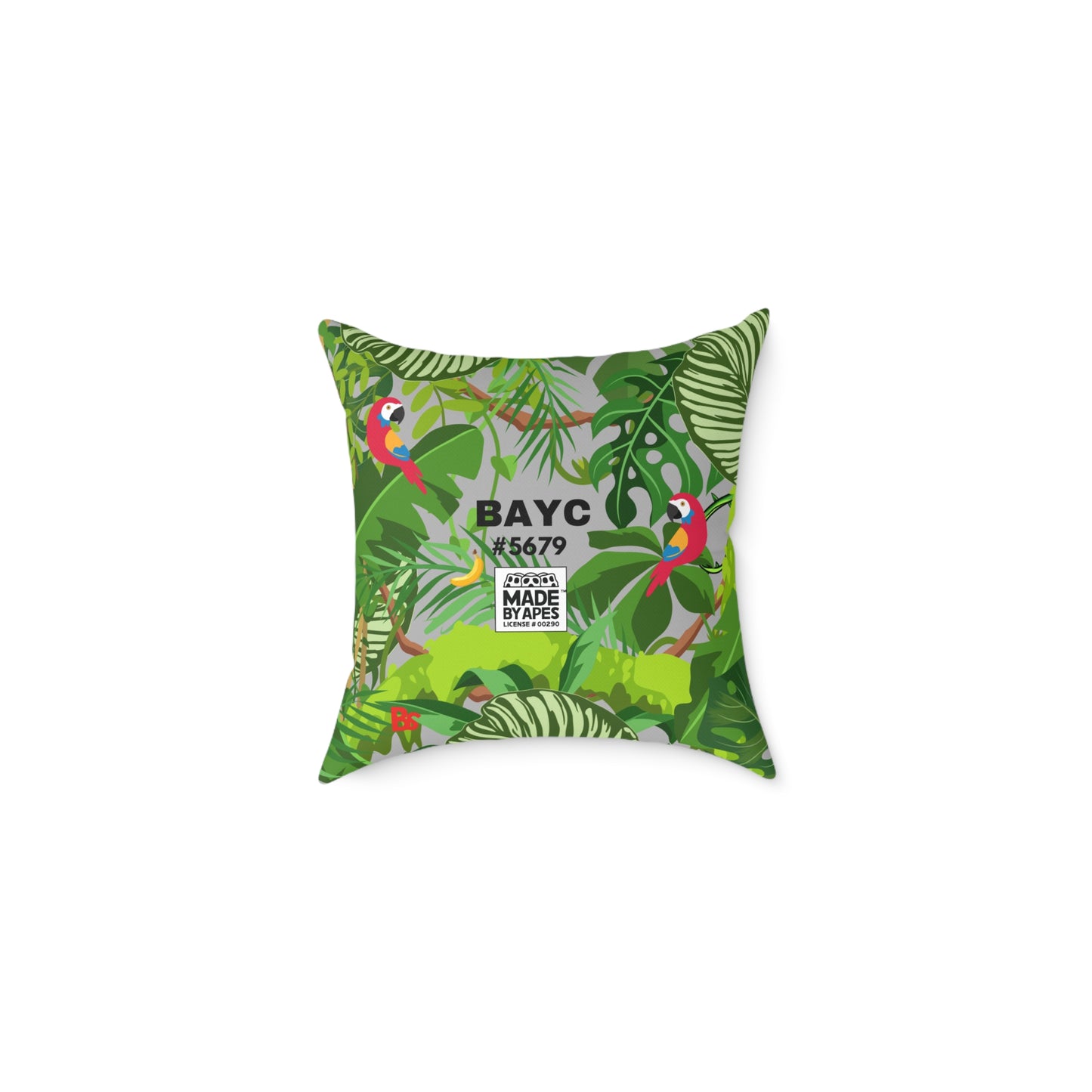 Square Canvas Pillow - Bored Ape "Return to Monke" meme / Light Gray, Green