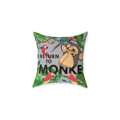 Square Canvas Pillow - Bored Ape "Return to Monke" meme / Light Gray, Green