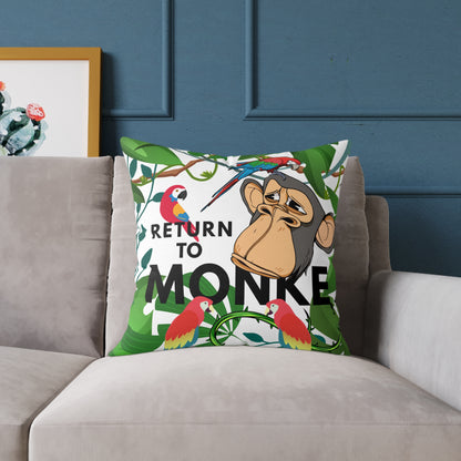 Square Canvas Pillow - Bored Ape "Return to Monke" meme / White, Multi