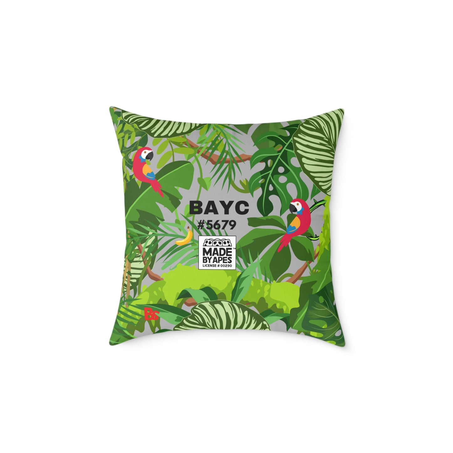 Square Canvas Pillow - Bored Ape "Return to Monke" meme / Light Gray, Green